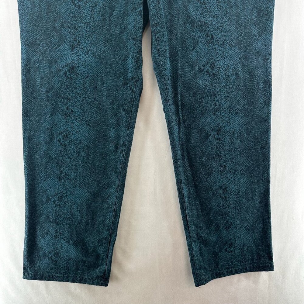 Bandolino Mandie Pants Women Sz 14W High Rise Straight Snake Print Stretchy Teal - Picture 4 of 11